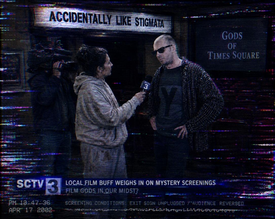 A nearly erased face in a damaged VHS broadcast