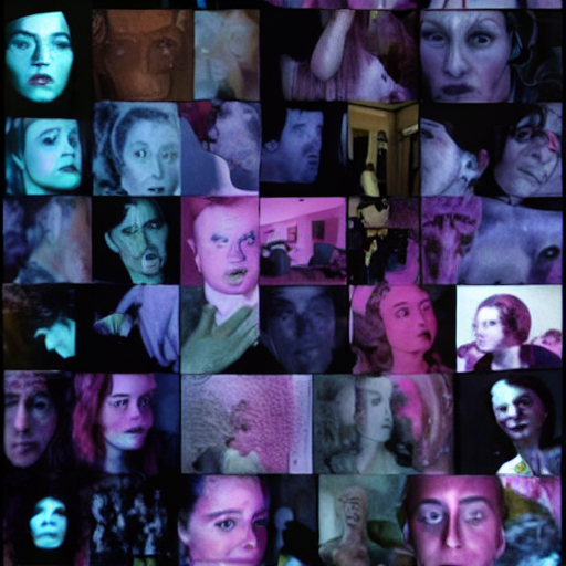 A grid of degraded witness faces